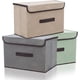 thumbnail image 1 of Paquete de 3 cajas de almacenamiento con tapa, bloques de almacenamiento de tela plegables, cajas de almacenamiento plegables para organización y almacenamiento, beige + verde + gris, 1 of 4