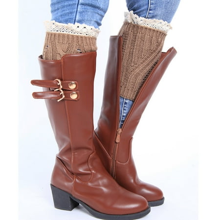

20 pairs Women Casual Autumn And Winter Twist Hollow Knit Lace Warm Knee Pad Socks funny socks Color random
