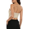 thumbnail image 4 of HDE Women's Strapless Linen Corset Crop Top Bustier Body Shaper Beige XXL, 4 of 6