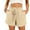 Khaki, variant on lulshou Shorts for Women, Casual Spring and Summer Solid Color Comfortable Elastic Waist with Pockect New Fashion Short Pants