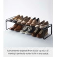 thumbnail image 3 of Yamazaki Home Stackable Shoe Rack, Black, Steel,  Holds up to 4 pairs of shoes per shelf, Supports 6.6 pounds, Expandable, Stackable, 3 of 7