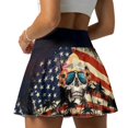 thumbnail image 2 of FUIALDOLG American Flag Skull Pleated Golf Skorts A-Line Tennis Skirt for Women Lady High Waisted Lightweight Athletic Shorts with Pocket Casual Green Leaf Skirt for St Patrick Day,M, 2 of 8