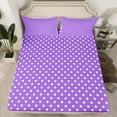 thumbnail image 2 of Manfei Kawaii Polka Dots 4-Piece Full Size Sheets for Teens Female Men,Purple White Bed Sheets,Vintage Aesthetic Lightweight Sheet Sets,Luxury Bedroom Decor, 2 of 7