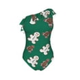 thumbnail image 4 of Yiaed Gingerbread Snowman Cookies Print Women One Piece Swimsuits Tummy Control One Shoulder Bathing Suits Pattern Ruffle Swimwear-Large, 4 of 8