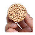 thumbnail image 3 of 8PCS Rattan Rattan Woven Round Wooden Handle Handle Cabinet Door Rattan Woven Wooden Handle Single Hole Log Color Handle, 3 of 6