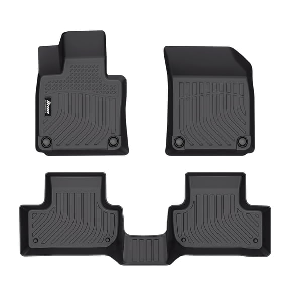 Ikon Motorsports 3D TPE Floor Mats, Compatible with 2018-2021 Volvo XC60 PHEV/2022-2025 XC60 Recharge, All Weather Waterproof Floor Liner, Front & 2nd Row Full Set Interior Accessories, Black