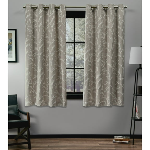 Exclusive Home Kilberry Woven Room Darkening Blackout Grommet Top Curtain Panel Pair, 52"x63", Natural