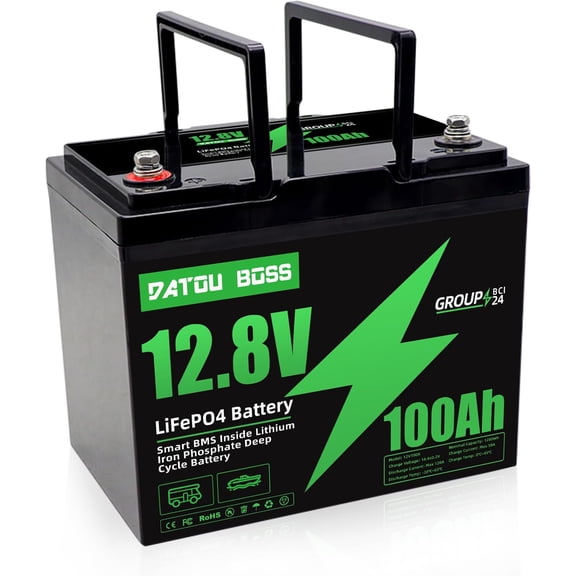 12V 100Ah LiFePO4 Battery Lithium Battery Built in 100A Smart BMS, for RV,Camping Fishing