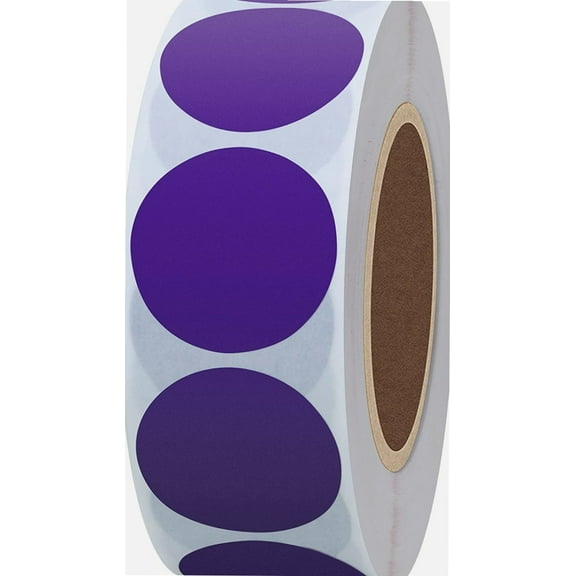 Color Coding Dot Labels 1" Round Natural Paper Stickers Adhesive Label 1,000 Per Roll (Purple)