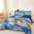 thumbnail image 3 of Feelyou Beach Sea Life Bedding Comforter Set for Kids Boys Girls, Tropical Coastal Animal Full Bedding Set, Blue, Blue Reversible, 7-Piece, 3 of 7