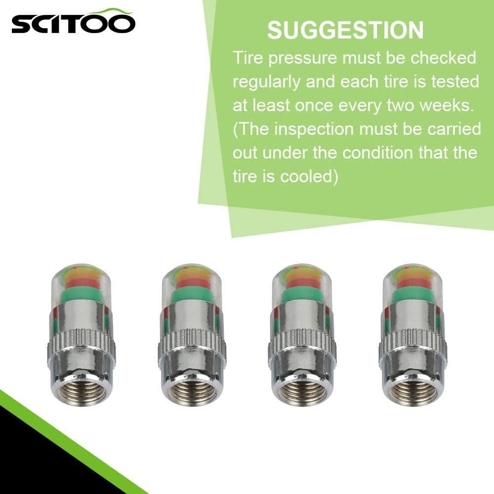 SCITOO Auto Tire Pressure Monitor Valve Stem Caps Sensor Indicator 3