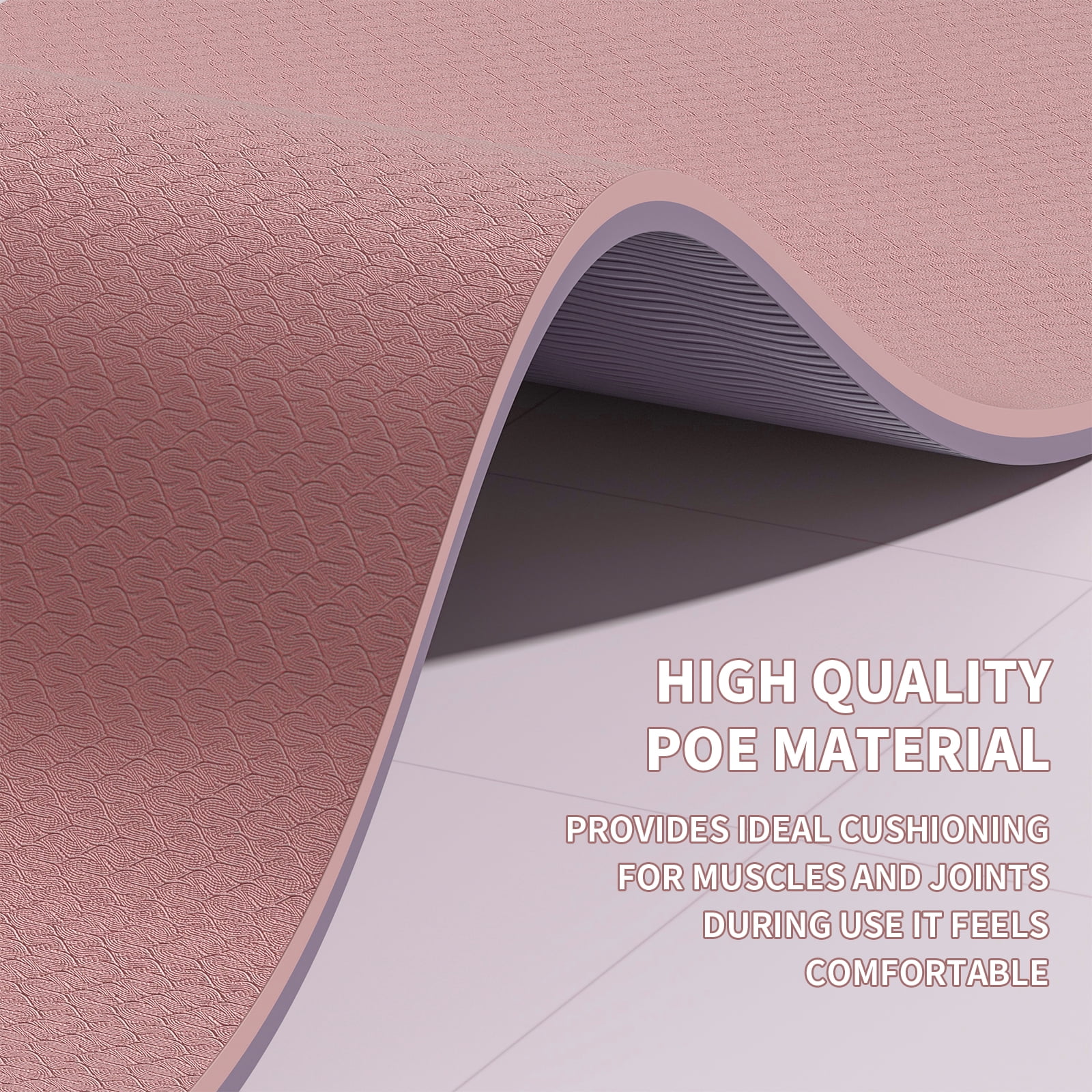 8mm Large Yoga Mat (6'x 4') with Soft Fabric - Extra Long and Wide 72 x 48 x 0.32 inches, Non-Slip Surface, Eco-Friendly, Lightweight, Thick Wide Yoga Mat for Home Workouts.(Deep Pink+Gray)