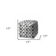 thumbnail image 3 of HomeRoots 17" Gray Polyester Cube Indoor Outdoor Pouf Ottoman, 3 of 6