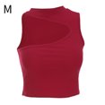thumbnail image 1 of Chaleco de mujer sin mangas de color sólido con hombros descubiertos y camiseta sin mangas delgada de algodón, rojo, M sidaley AP001384-05B, 1 of 7