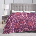 thumbnail image 4 of DouZhe Ultra-Soft Micro Fleece Lightweight Flannel Bed Blanket, Pink Aesthetic Paisley Floral Print Cozy Warm Throw Blankets, 60"x50", 4 of 7