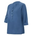 thumbnail image 7 of Women's Long Sleeve T-shirt Women'S Convertible Linen Shirt - 7-Way Wear Long Sleeve Top,Blue Women's Long sleeve T-shirt 3XL, 7 of 7