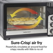 Hamilton Beach Easy View XL Air Fryer Toaster Oven with Sure-Crisp Air Fry technology, 6 Slice, 5-in-1 Countertop Oven, Black
