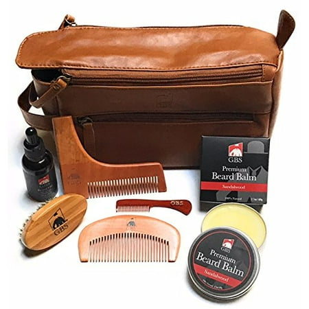 Beard Grooming Doppler Kit- Travel Bag Includes Boar Bristle Beard Brush, Beard Shaping Template, Mustache Comb, Wood Beard Comb with Sandalwood Beard Balm and
