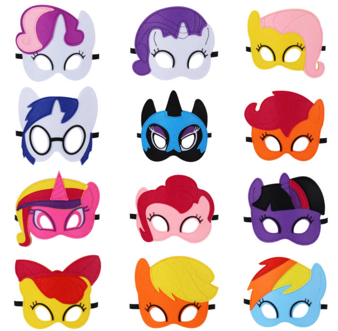 12 Pcs Inspired My Little Pony Felt Masks For Birthday Party Costume