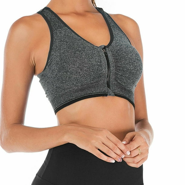 Clearance Women's Sports Bras Front Zipper Closure Workout Fitness