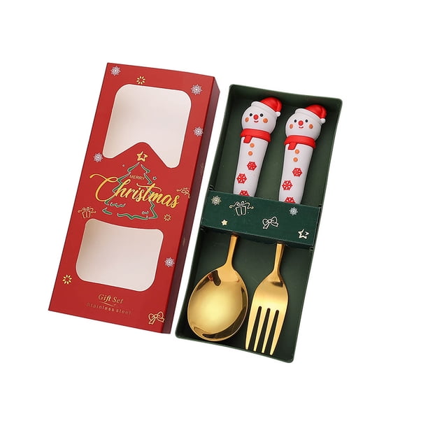 Set de Vajilla Ganfancp Navidad Cuchara y Tenedor de Acero Inoxidable