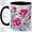 Black, variant on Pink Rose Coffee Mug, Stained Glass Floral Art, Romantic Daily Tea Sips