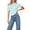 Sky Blue-02, variant on Women's Asymmetrical Off-Shoulder T-Shirt, Short Sleeve Fitted Casual Top for Everyday Wear