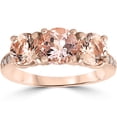 thumbnail image 1 of Bague 3 1/4 ct Morganite & Diamant 3-Pierres Or Rose 14k, 1 of 2