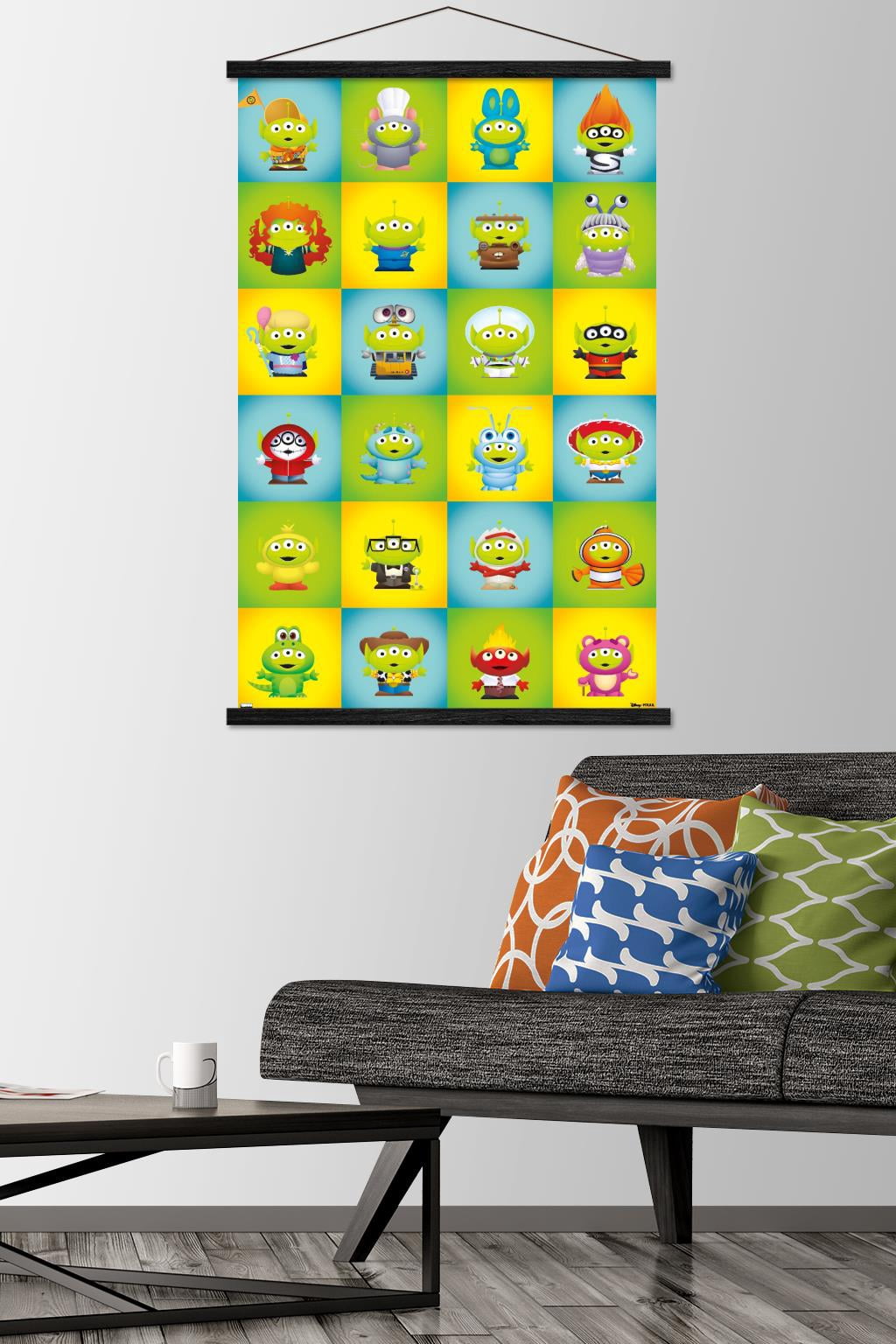 Disney Pixar - Aliens Group Wall Poster with Wooden Magnetic Frame, 22.375" x 34"