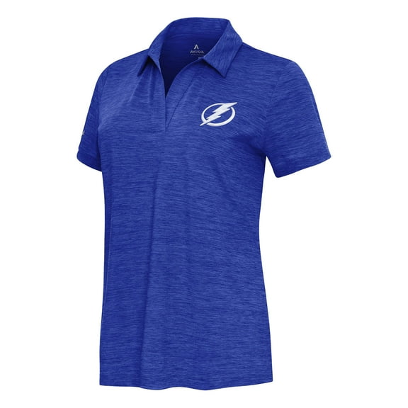 Women's  Antigua Heather Blue Tampa Bay Lightning Layout V-Neck Polo