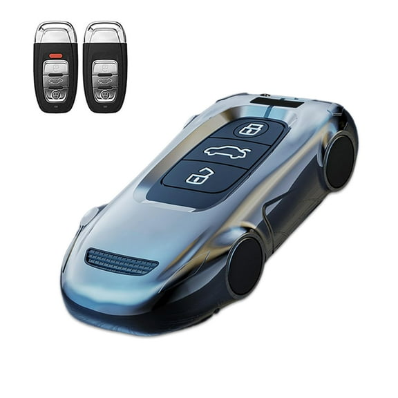 Key Cover Case, Zinc Alloy Metal Smart Key Fob Case Protector Shell Compatible with Audi R8 Q5 Q7 S3 S4 S5 S6 S7 S8 SQ5 RS5 RS7 A4 A5 A6 A7 A8