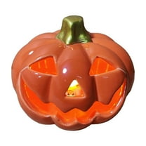 Luoshdecor Halloween Pumpkin Lanterns Light Decor,Ceramics Light up Pumpkin Battery Operated for Outdoor, Indoor, Haunted House