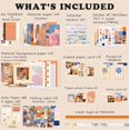 thumbnail image 2 of Draupnir Aesthetic Scrapbook Kit(348pcs), Bullet Junk Journal Kit with Journaling/Scrapbooking Supplies, Stationery,A6 Grid Notebook with Graph Ruled Pages DIY Scrapbook Gift for Teen Girl Kid(Sunset), 2 of 6