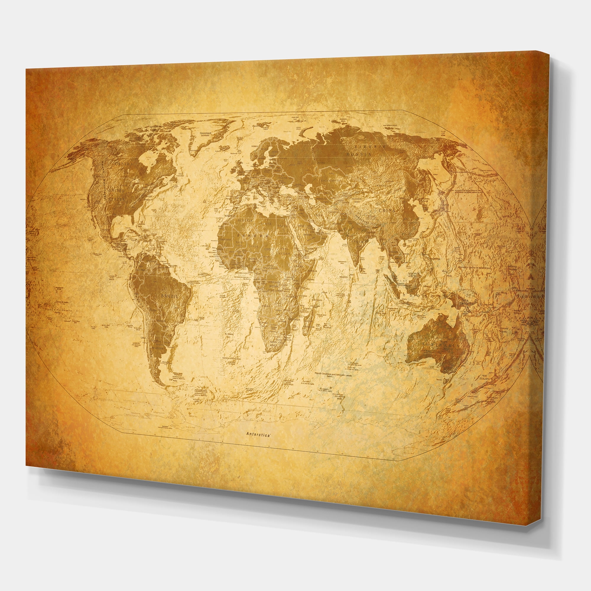 Designart ' Ancient World Map X ' Vintage Canvas Wall Art Print