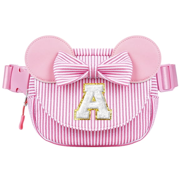 YOOLIFE Easter Basket Stuffers for Kids Girl Birthday Gift - Birthday Gifts for 4 - 8 Year Old Girls, Initial Crossbody Bag Letter Belt Bag Pink Fanny Pack Sling Bags Purse for Girl Kids, Pink a