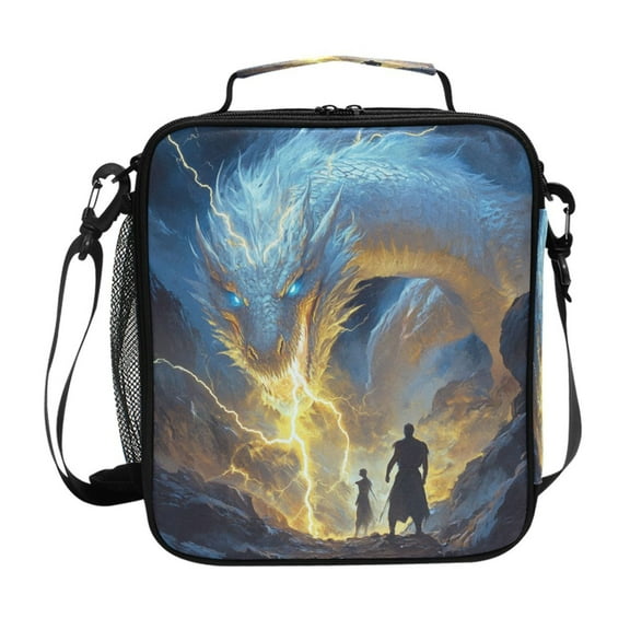 Square Lunch Bag 10.5*3.5*9.5 Inches Cooler Bag Lunch Bag Insulation Portable Durable Fashion The Big White Dragon