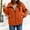 Orange, variant on VISALY Women Solid Color Zipp Up Ribbed Corduroy Filled Cotton Collared Casual Jacket Long Sleeve Winter Coat Fall Outerwear Tops with Pockets Black L