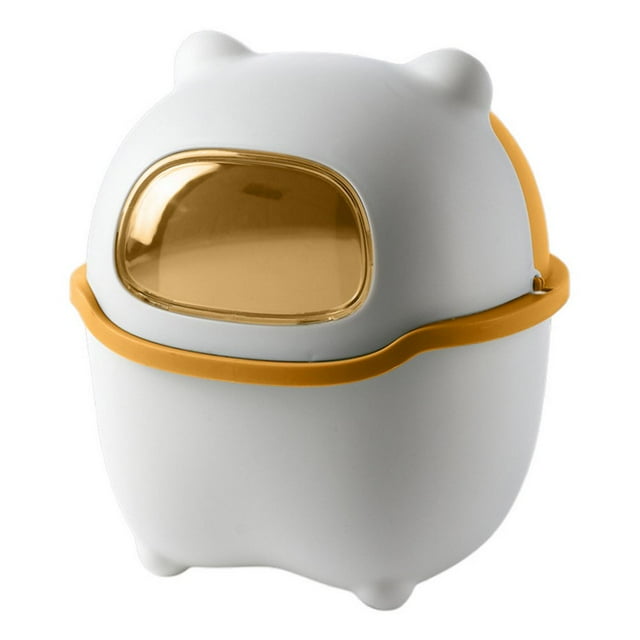 Trash Can Cartoon Bear Large Capacity Wide Opening Anti-slip with Lid Dust Case Flip Cover Mini Desktop Garbage Storage Bin Home Improvement