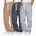 thumbnail image 2 of NOLDARES 3 Pack Men's Big and Tall Sweatpants Wide Leg Open Bottom Baggy Joggers Casual Drawstring Pants with Pockets,Coffee,XL, 2 of 8