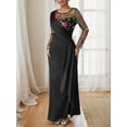 thumbnail image 5 of Women's Floral Mesh Sleeve Ruched Maxi Dress with Sheer Stretch Lined 95% Polyester 5% Elastane Ideal for Evening Events, 5 of 9