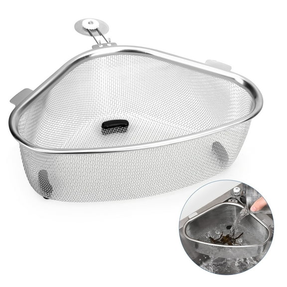 TSV Kitchen Triangle Corner Sink Strainer, Stainless Steel Food Catcher for Kitchen Waste