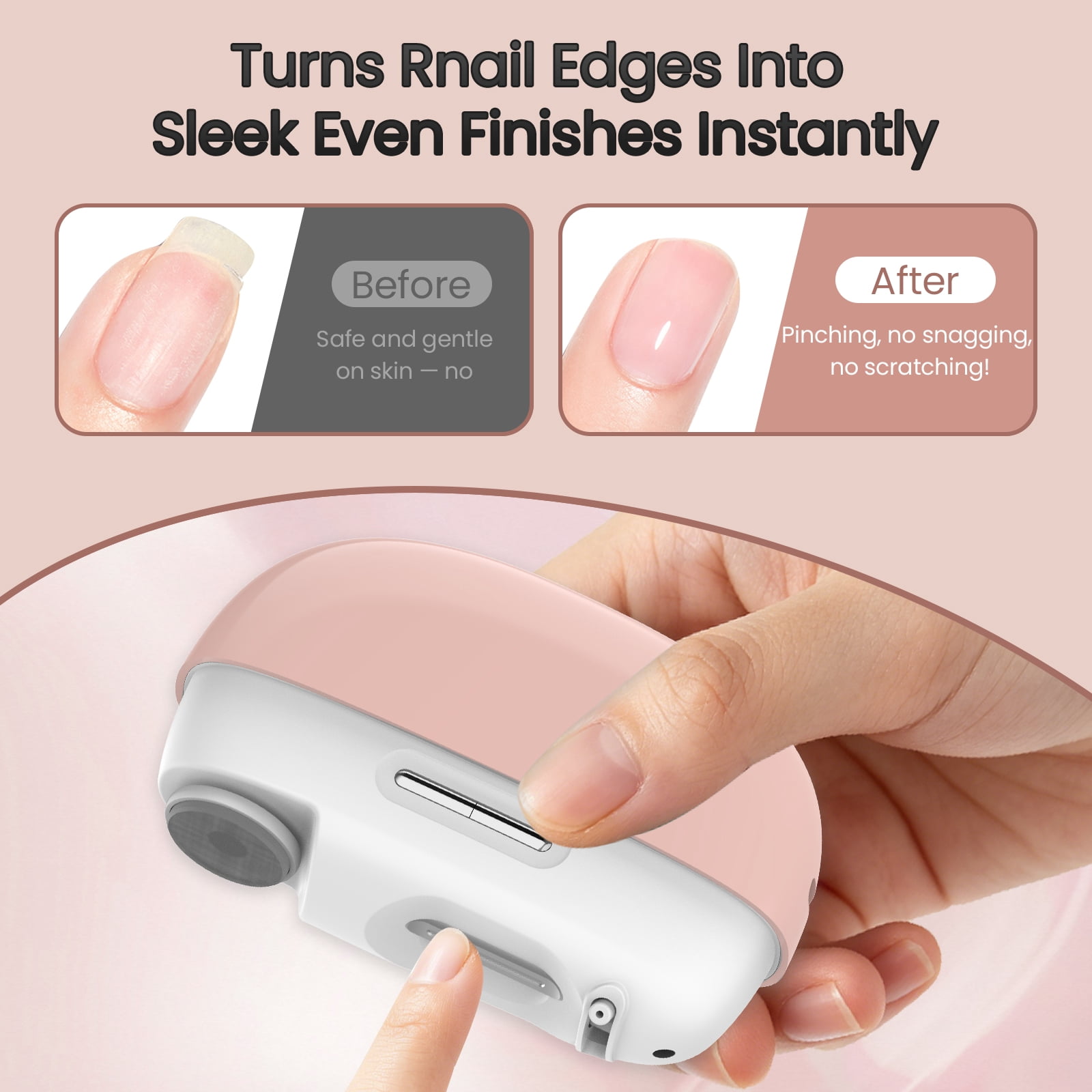 Electric Nail Clippers Automatic Nail Trimmer with Polishing Head, Dual Trimming Modes, Dust Storage, 2 Speed Settings, LED Light, Safe for Baby, Kids, Adults and Seniors