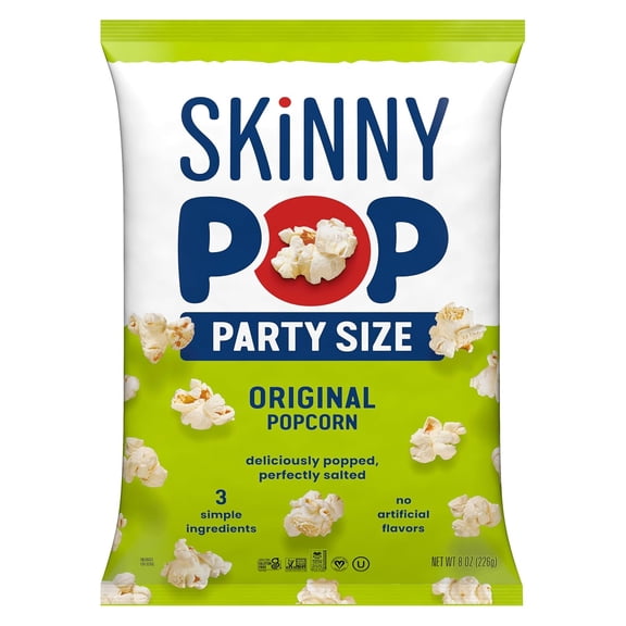 SkinnyPop Popcorn, Original, Whole Grain, Dairy-Free Snack, 8oz Family Size Bag ( PACK OF 2 )
