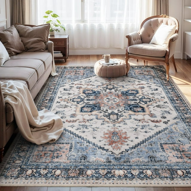 x Area Rugs for Living Room Rug Bedroom Carpet Washable Vintage Traditional Dark