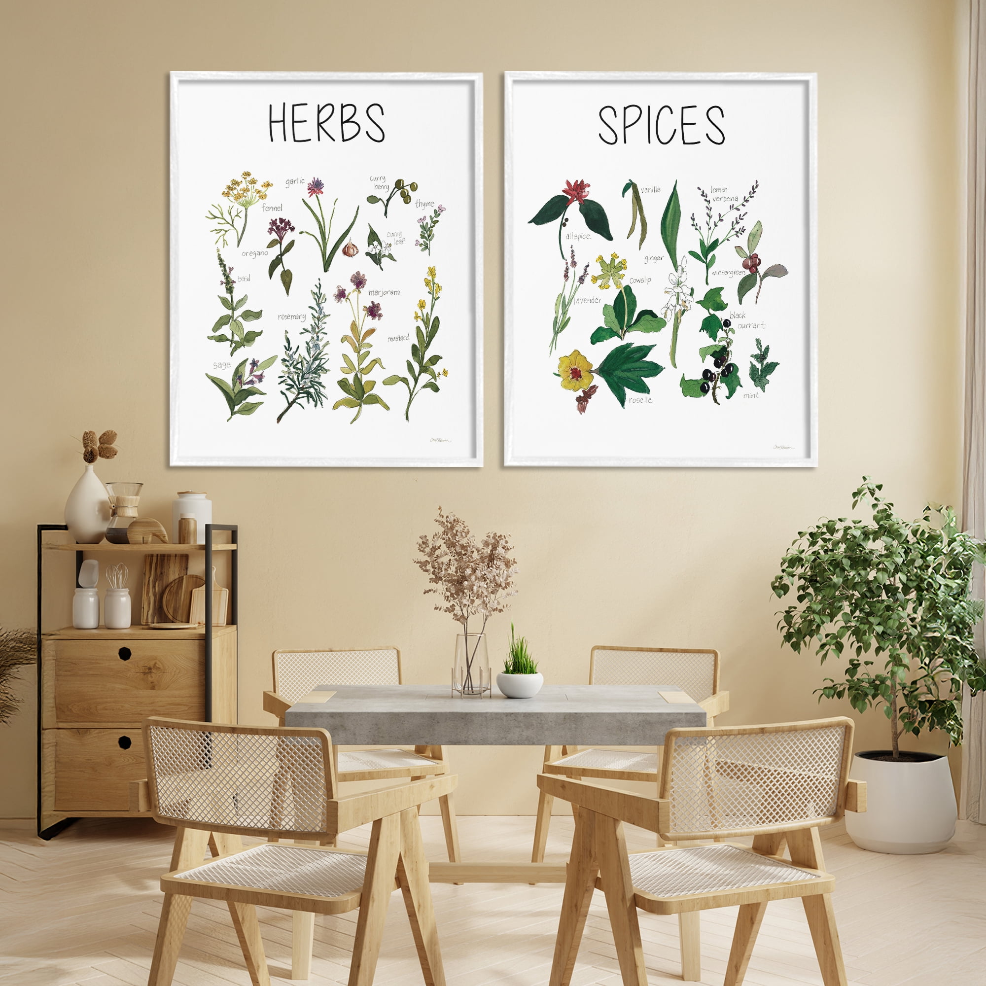 Stupell Industries Culinary Herbs & Spices 2 Piece White Framed Giclee Art Set, design by Carol Robinson
