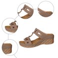 thumbnail image 5 of Rokment Orthopedic Wedge Dress Sandals for Women Trendy Casual Hollow out Leather Peep Toe Arch Support Platform Slip on Beach Summer Comfortable High Heels Slides Walking Shoes Brown Size 6, 5 of 7