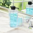 thumbnail image 2 of mDesign Plastic Bathroom Mouthwash Pump and Cup Holder - Clear/Matte Black, 2 of 4