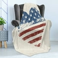 thumbnail image 4 of Americana Soft Flannel Fleece Blanket, Patriotic America USA Flag Heart Shaped Stars and Stripes Inspirational, Cozy Plush for Indoor and Outdoor Use, 70" x 90", Blue Vermilion Cream, by Ambesonne, 4 of 5