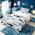 thumbnail image 3 of meiyoeat White Stars Shark Twin Comforter Sets for Kids Boys Girls, Cute Underwater Marine Wildlife Bedding Set, Blue White, Reversible, 2 Pieces, 1 Comforter and 1 Pillowcase, 3 of 6