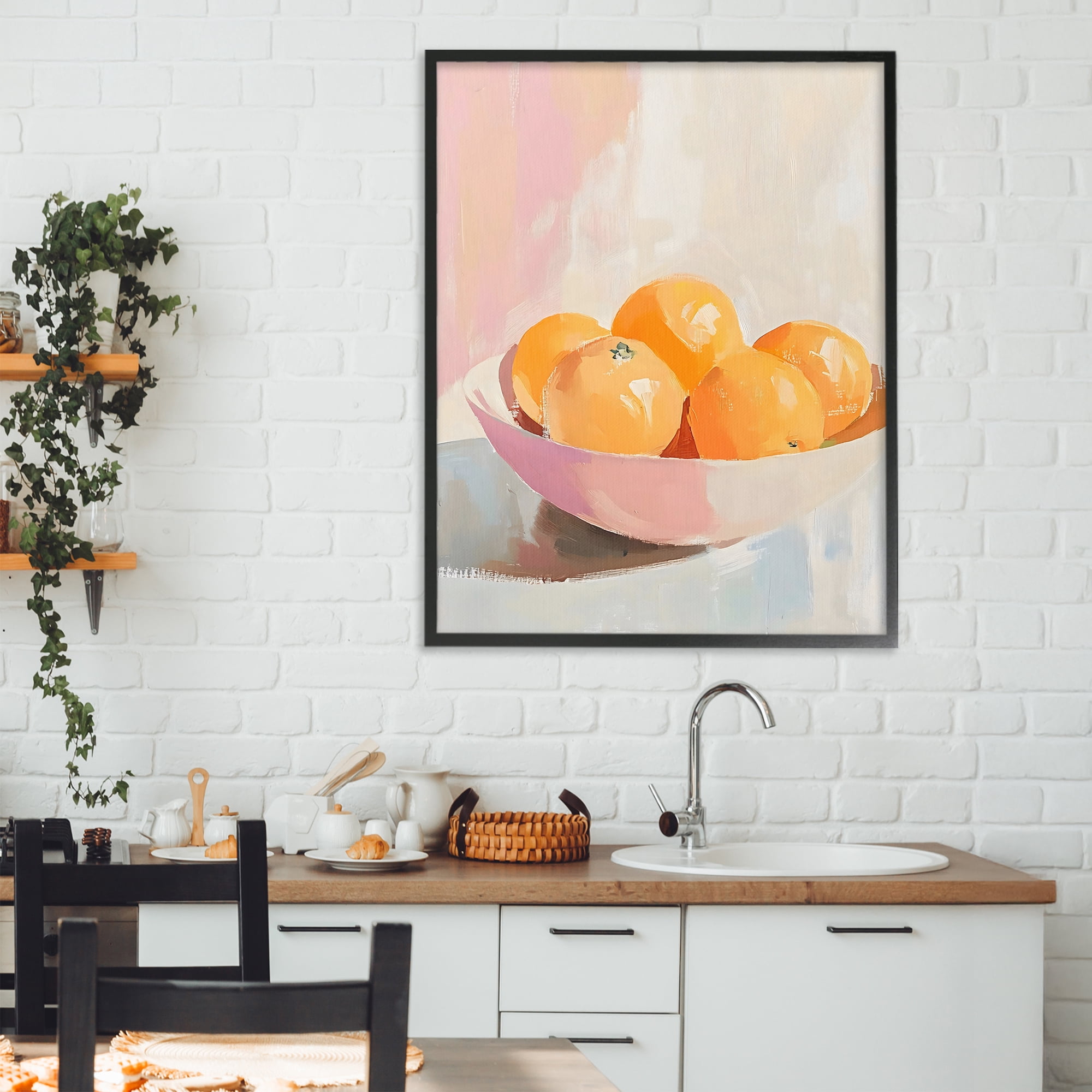 Stupell Industries Pastel Bowl of Oranges Black Framed Giclee Art, design by The Prints Vibe